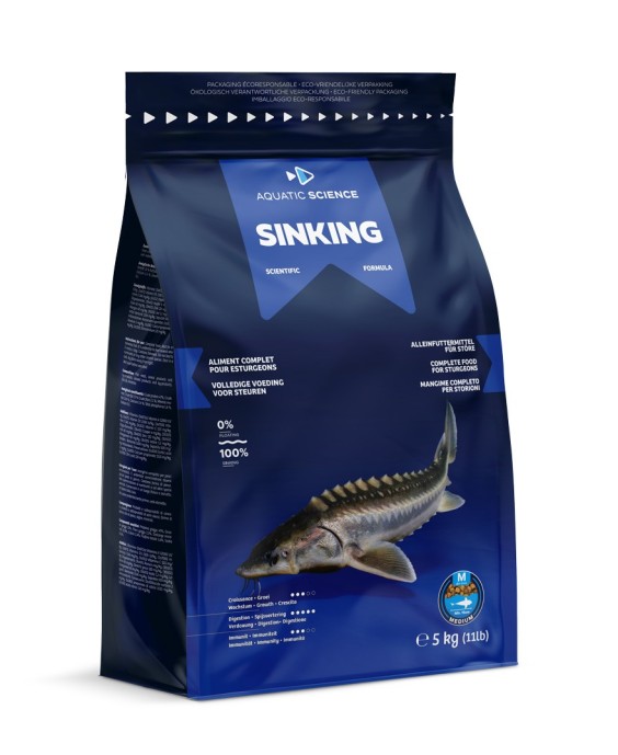 Alimentation pour esturgeons et poissons carnivores, nourriture coulante